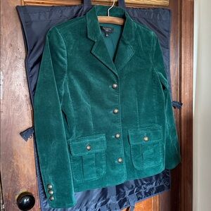 6p Talbots Green Velveteen Jacket